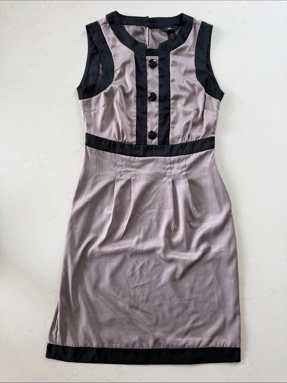 H&M Mauve Sleeveless Midi Dress with Black Accents
